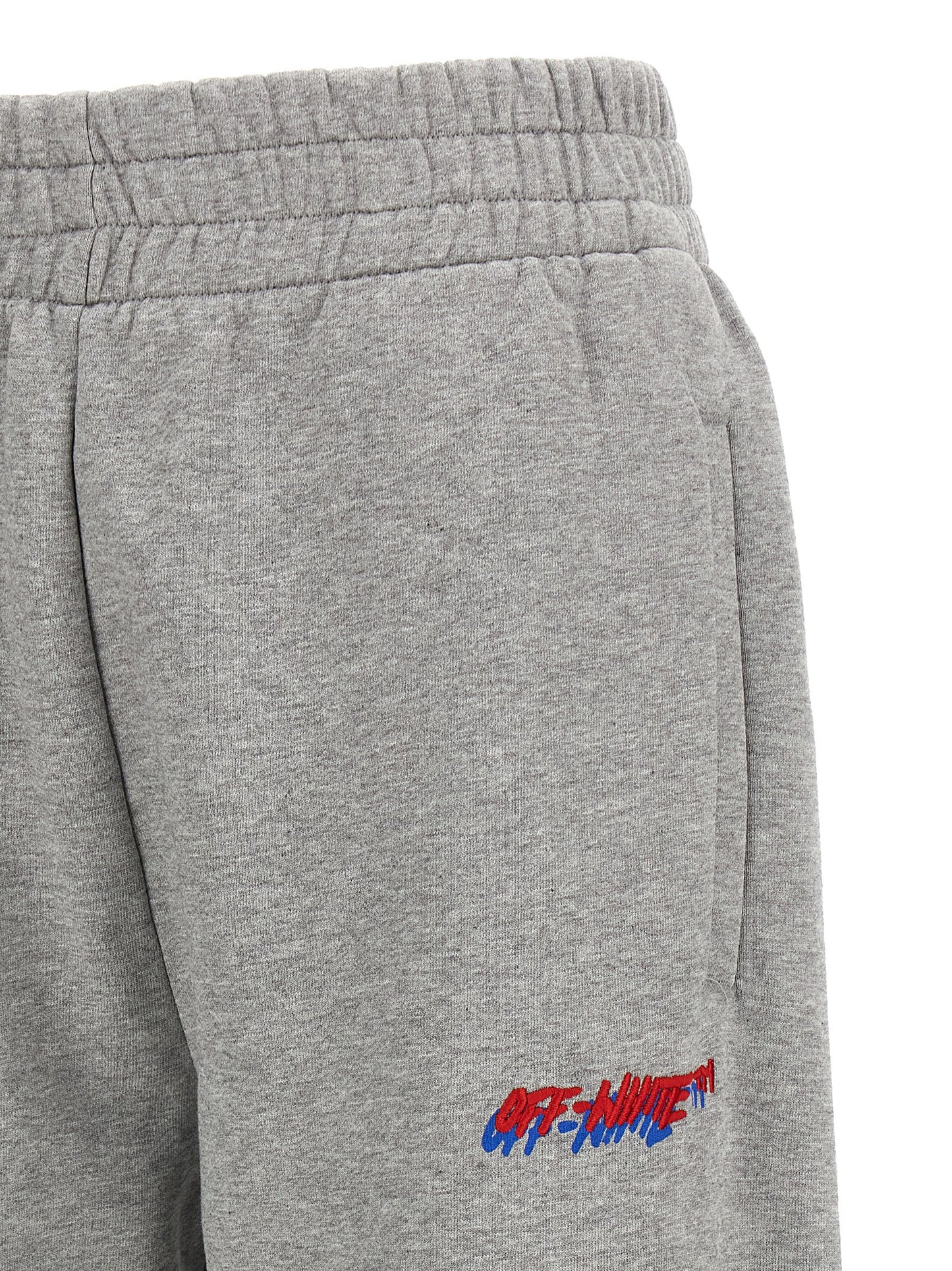 Joggers by Off-White for women in cotton gray & white features an sartorial and long with a cut for a sartorial finish.