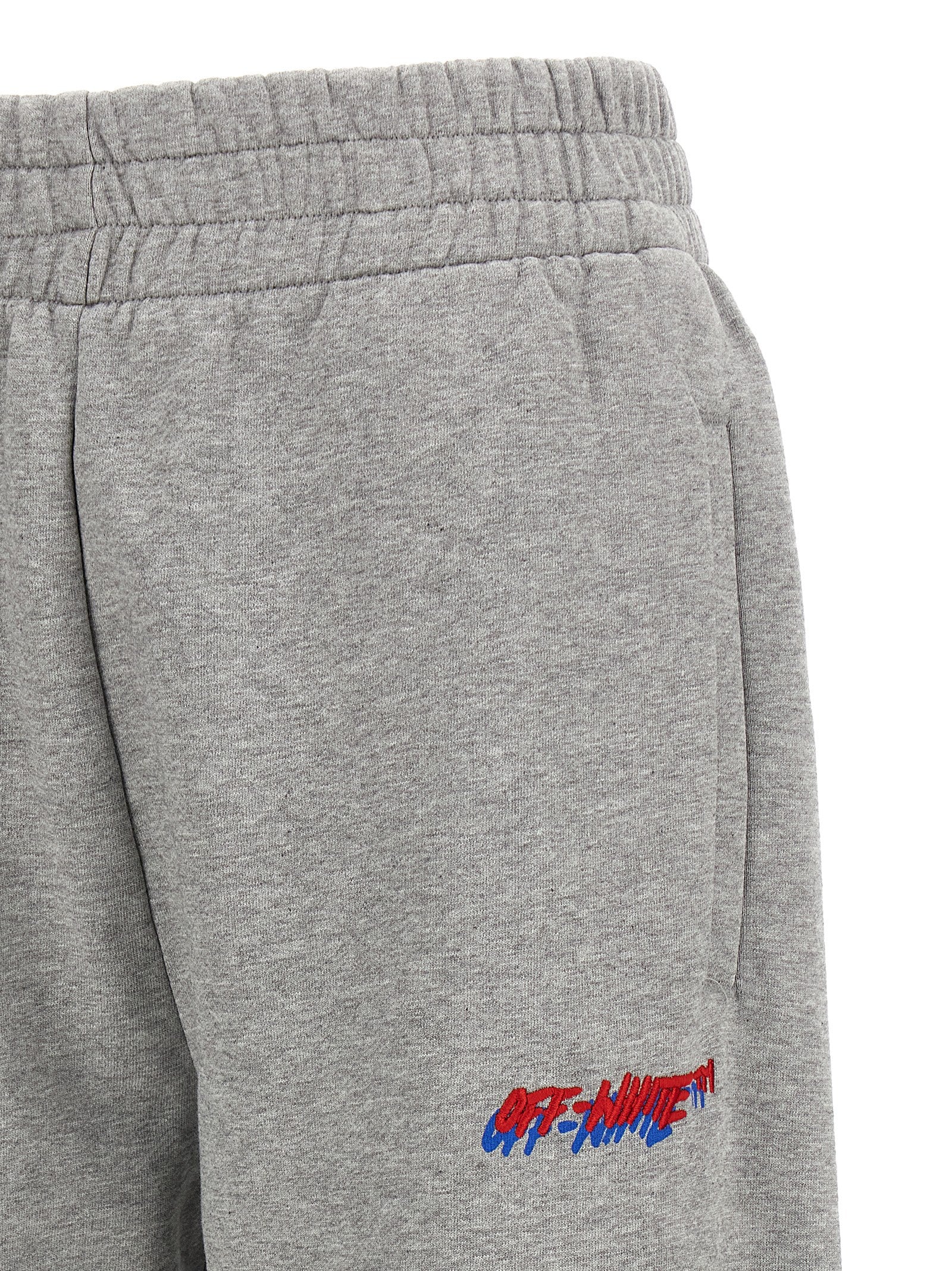 Joggers by Off-White for women in cotton gray & white features an sartorial and long with a cut for a sartorial finish.