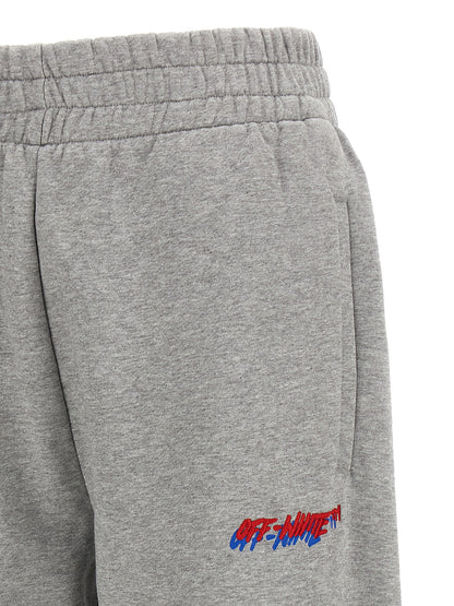 Joggers by Off-White for women in cotton gray & white features an sartorial and long with a cut for a sartorial finish.