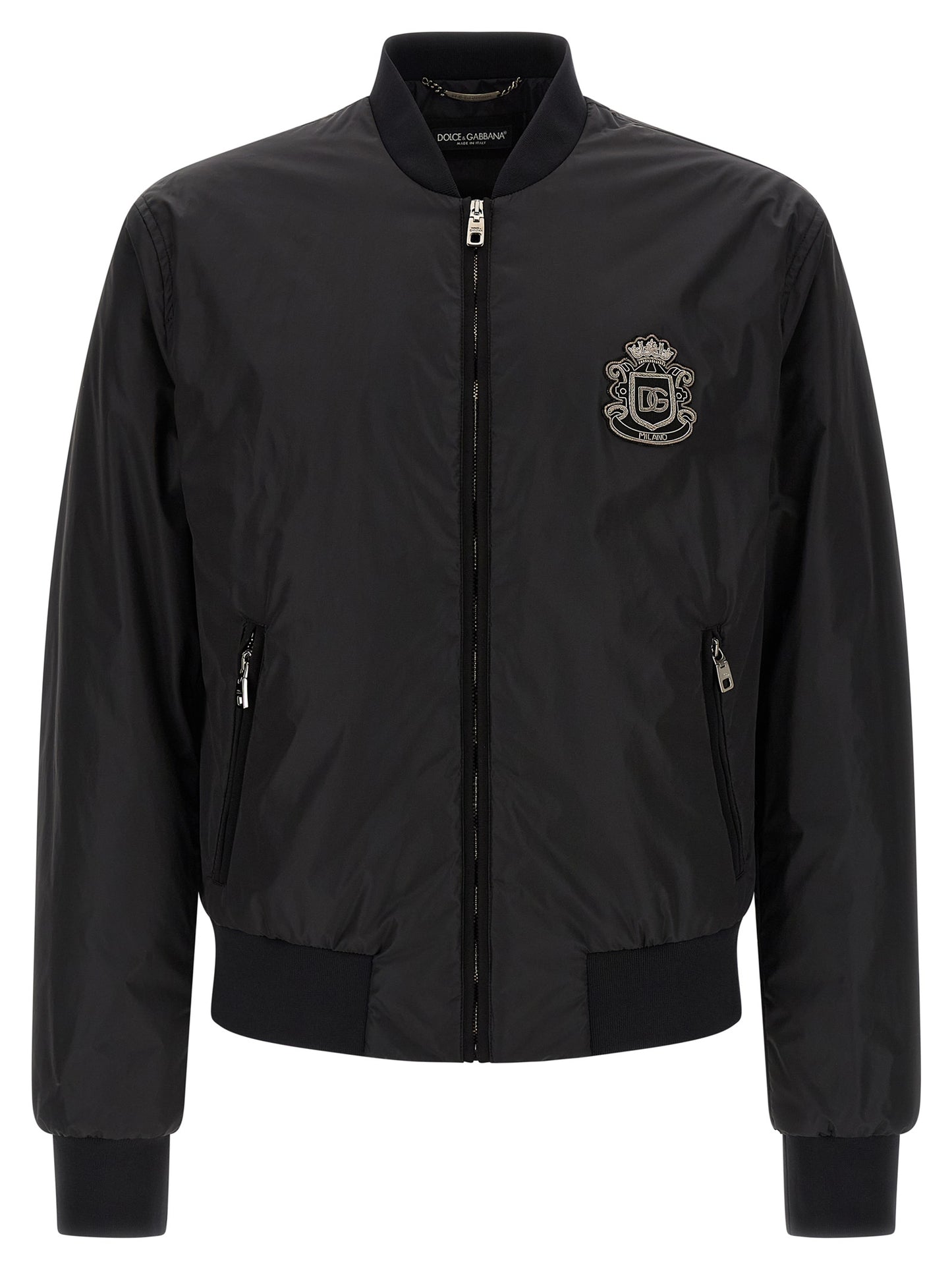 Bomber Jacket by Dolce & Gabbana for men in polyamide black features an on trend silhouette, showcasing refined pockets and a sophisticated for a truly on trend finish.