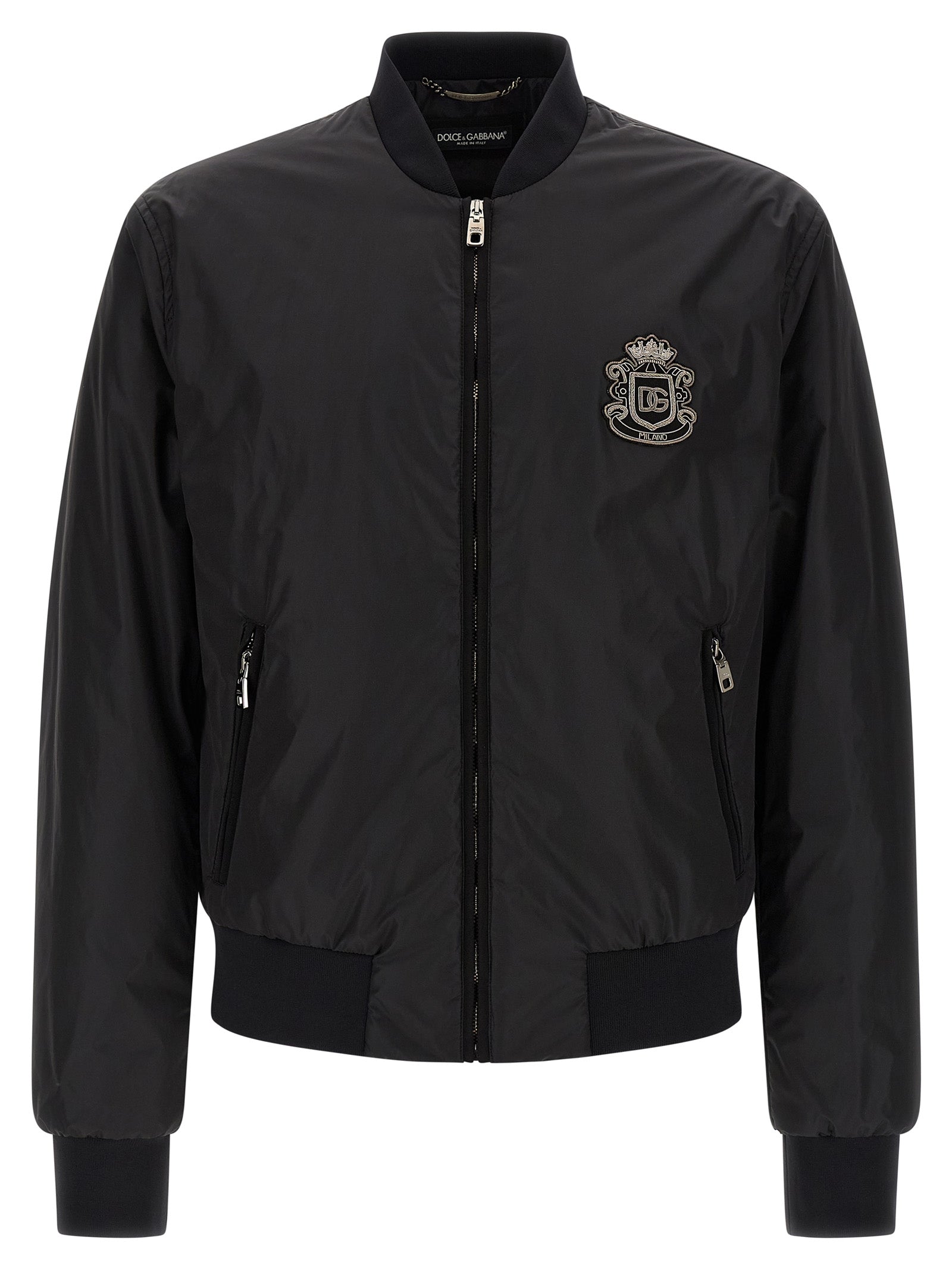 Bomber Jacket by Dolce & Gabbana for men in polyamide black features an on trend silhouette, showcasing refined pockets and a sophisticated for a truly on trend finish.