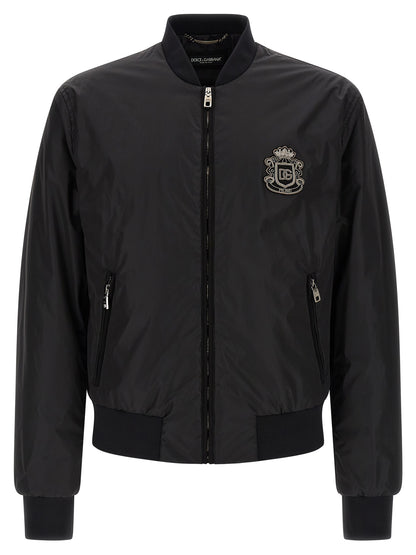 Bomber Jacket by Dolce & Gabbana for men in polyamide black features an on trend silhouette, showcasing refined pockets and a sophisticated for a truly on trend finish.