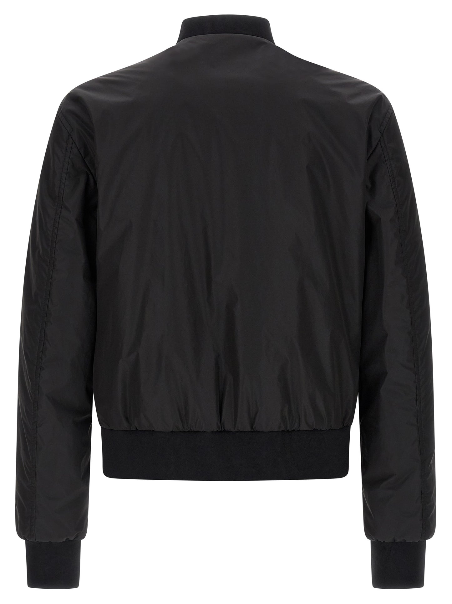 Bomber Jacket by Dolce & Gabbana for men in polyamide black showcases a bohemian silhouette, artfully detailed with a bohemian and signature pockets for a truly bohemian finish.