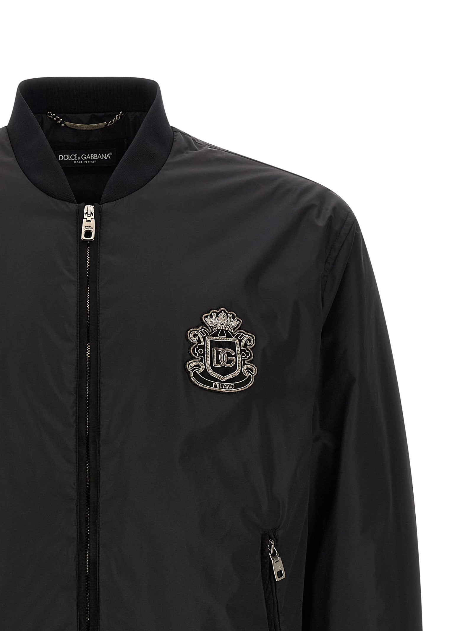 Bomber Jacket by Dolce & Gabbana for men in polyamide black features a city-ready silhouette, detailed with pockets and a city-ready .