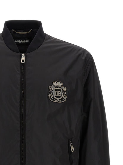Bomber Jacket by Dolce & Gabbana for men in polyamide black features a city-ready silhouette, detailed with pockets and a city-ready .