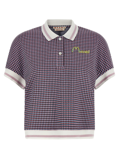 Polo Shirt by Marni for women in stretch polyamide viscose multicolor & patterned presents a distinguished silhouette, showcasing a sophisticated and distinguished short-sleeve for a truly distinguished finish.