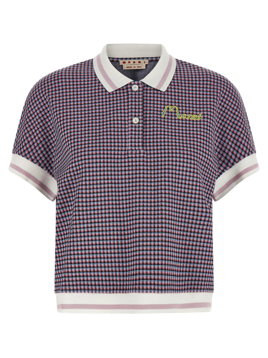 Polo Shirt by Marni for women in stretch polyamide viscose multicolor & patterned presents a distinguished silhouette, showcasing a sophisticated and distinguished short-sleeve for a truly distinguished finish.