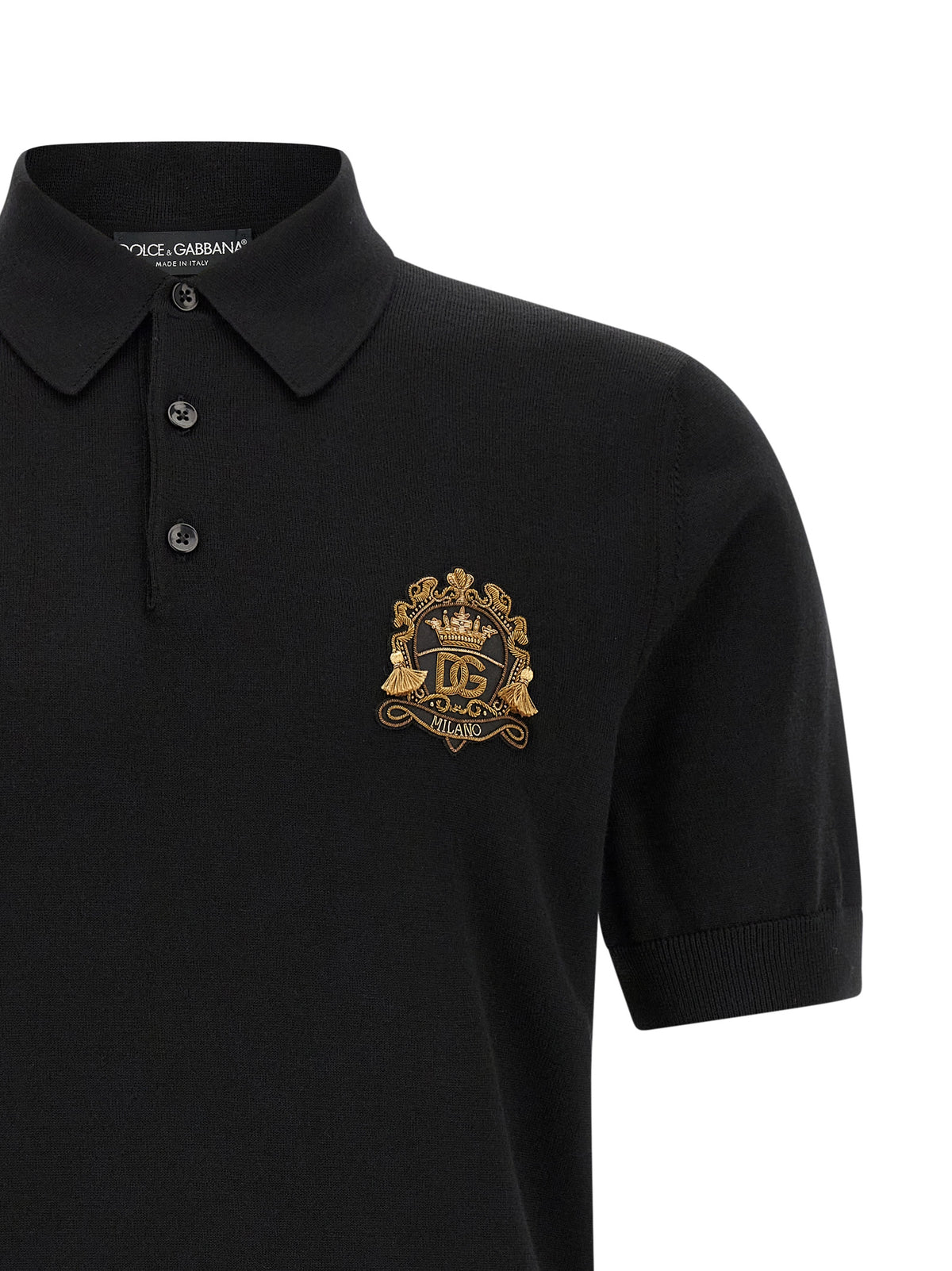 Dolce & Gabbana Men's Virgin Wool Polo Shirt - Black
