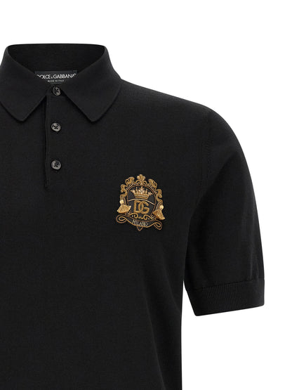 Dolce & Gabbana Men's Virgin Wool Polo Shirt - Black