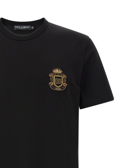 Dolce & Gabbana Men's Short-Sleeve Crew Neck Cotton T-Shirt - Black