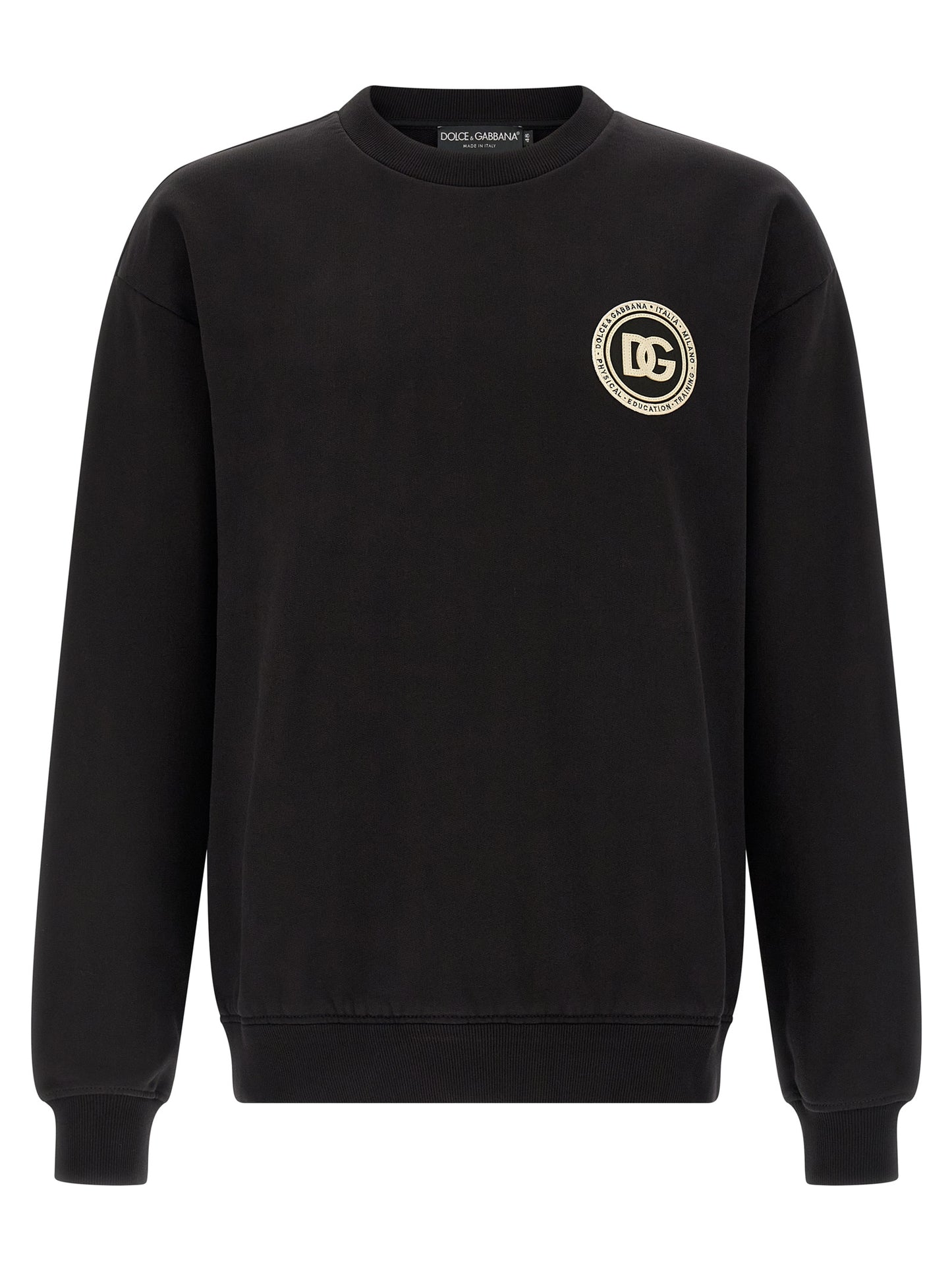 Sweatshirt by Dolce & Gabbana for men in cotton black features an magnificent silhouette, showcasing a sophisticated crew neckline and long-sleeve detail for a truly magnificent finish.