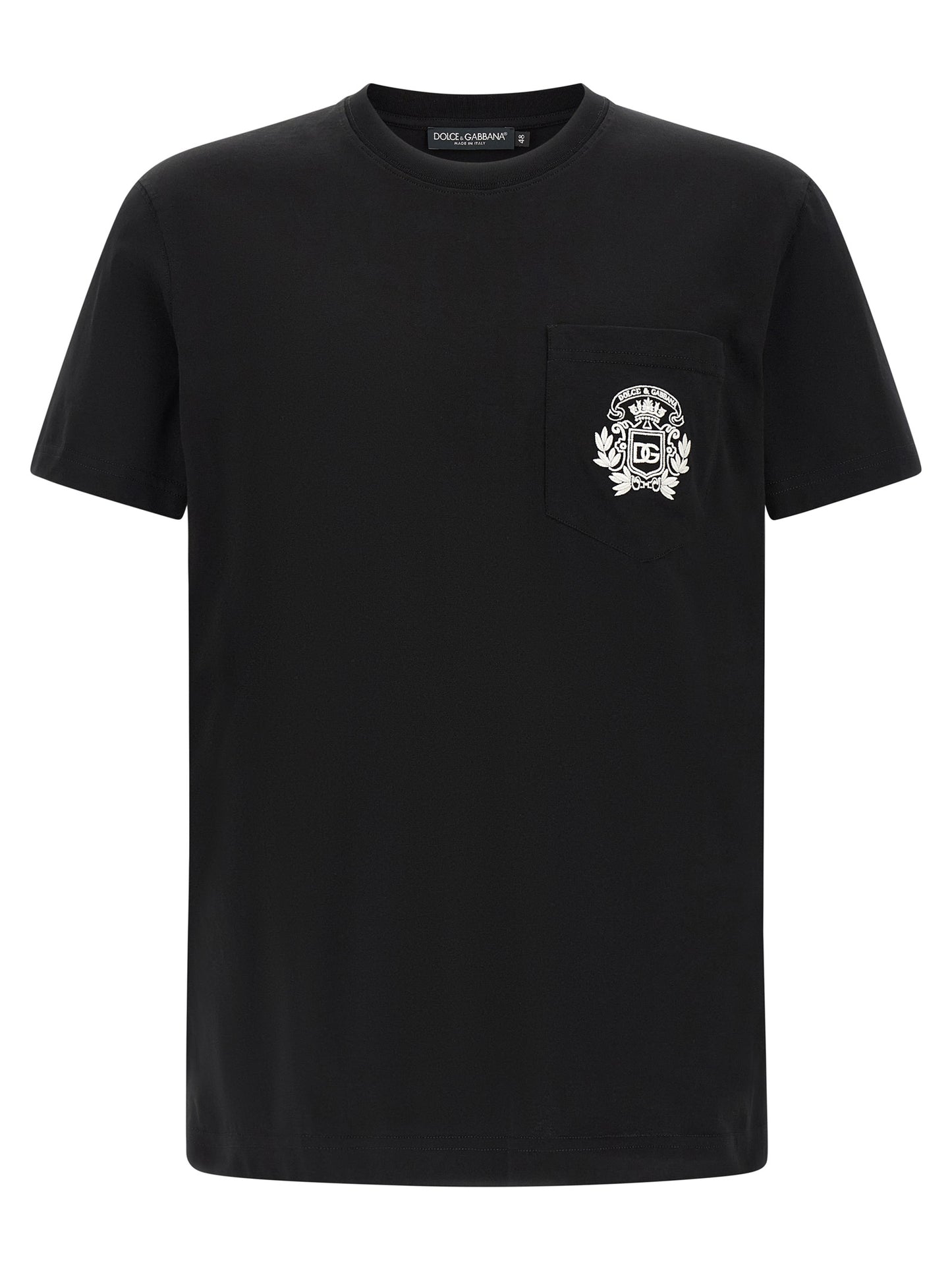 T-Shirt by Dolce & Gabbana for men in cotton black features an edgy silhouette, meticulously detailed with a sophisticated short-sleeve and crew neckline for a truly edgy finish.