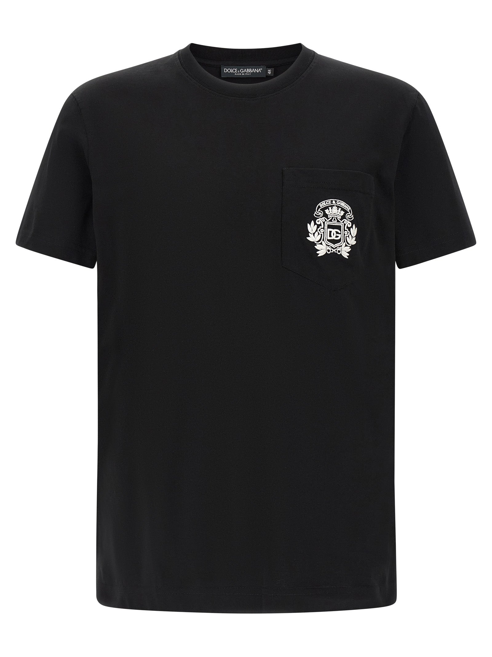 T-Shirt by Dolce & Gabbana for men in cotton black features an edgy silhouette, meticulously detailed with a sophisticated short-sleeve and crew neckline for a truly edgy finish.