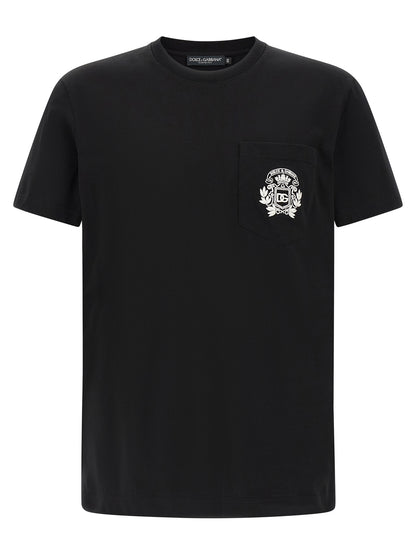 T-Shirt by Dolce & Gabbana for men in cotton black features an edgy silhouette, meticulously detailed with a sophisticated short-sleeve and crew neckline for a truly edgy finish.