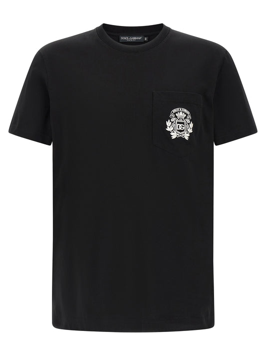 T-Shirt by Dolce & Gabbana for men in cotton black features an edgy silhouette, meticulously detailed with a sophisticated short-sleeve and crew neckline for a truly edgy finish.
