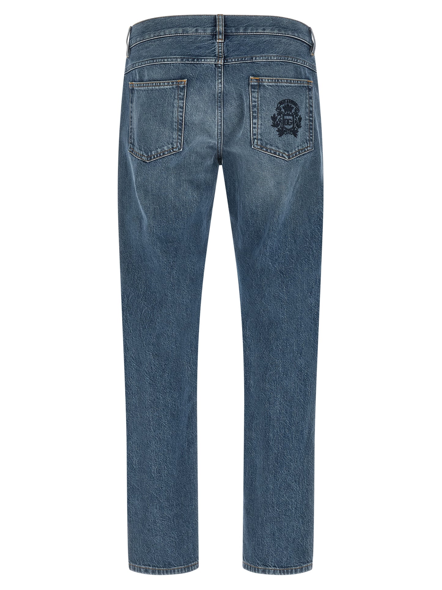 Jeans by Dolce & Gabbana for men in denim cotton blue features a refined silhouette with a refined straight-leg & regular-fit, defined by a and a refined long for a refined finish.