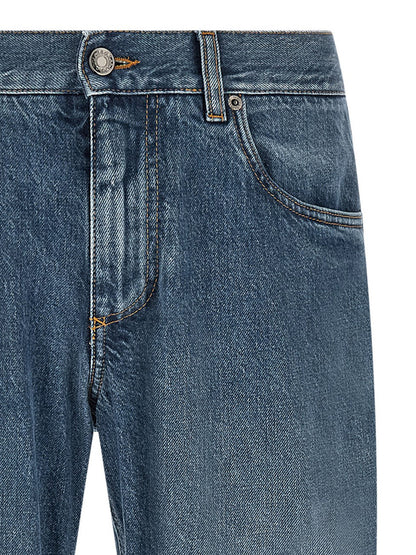 Jeans by Dolce & Gabbana for men in denim cotton blue presents a refined pantology silhouette, artfully defined by a refined pantology straight-leg & regular-fit, long, and a sophisticated .