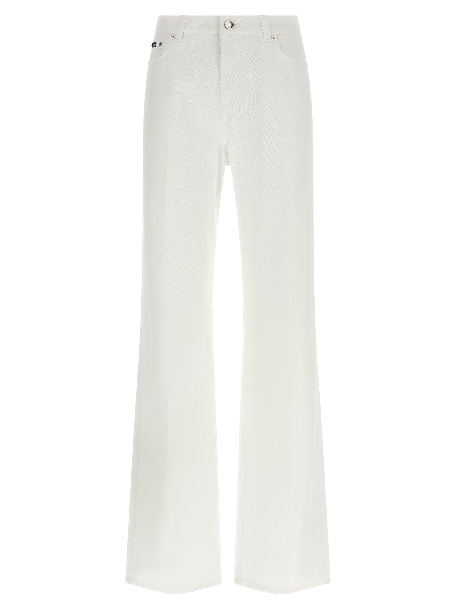 Jeans by Dolce & Gabbana for women in denim cotton white features an sartorial flared, regular-fit & wide and long with a cut for a sartorial finish.