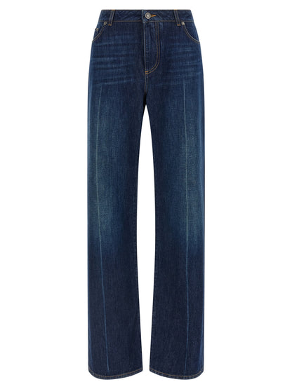 Jeans by Dolce & Gabbana for women in cotton denim blue presents a refined pantology silhouette, artfully defined by a refined pantology straight-leg, long, and a sophisticated low rise.