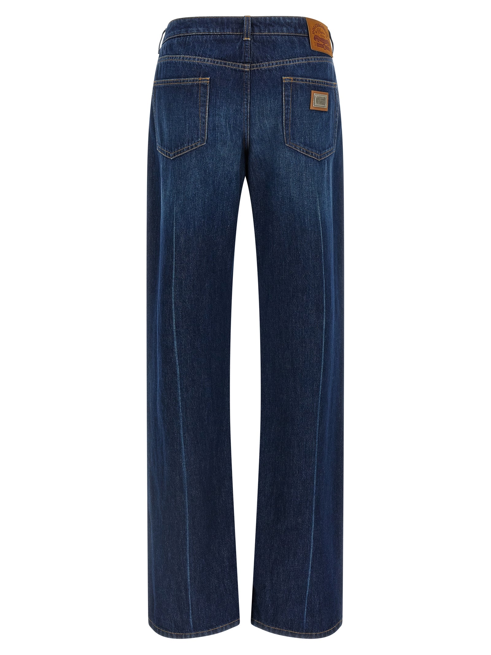 Jeans by Dolce & Gabbana for women in cotton denim blue presents a tailored silhouette, showcasing a tailored straight-leg and long cut with a refined low rise for a truly tailored aesthetic.