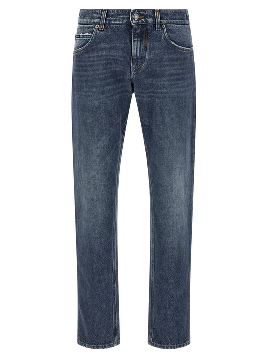 Dolce & Gabbana Blue Cotton Straight-Leg Jeans