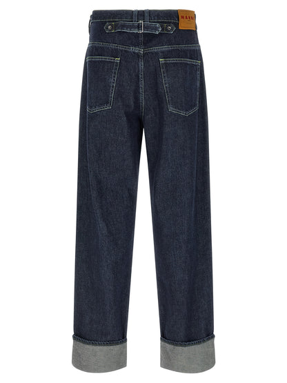 Jeans by Marni for men in denim cotton blue features a refined silhouette with a refined straight-leg & wide, defined by a and a refined long for a refined finish.