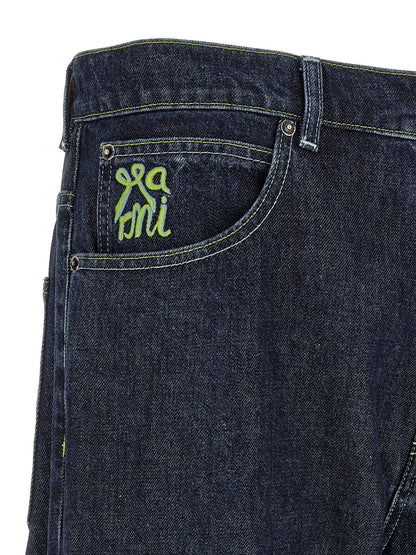 Jeans by Marni for men in denim cotton blue features an sartorial straight-leg & wide and long with a cut for a sartorial finish.