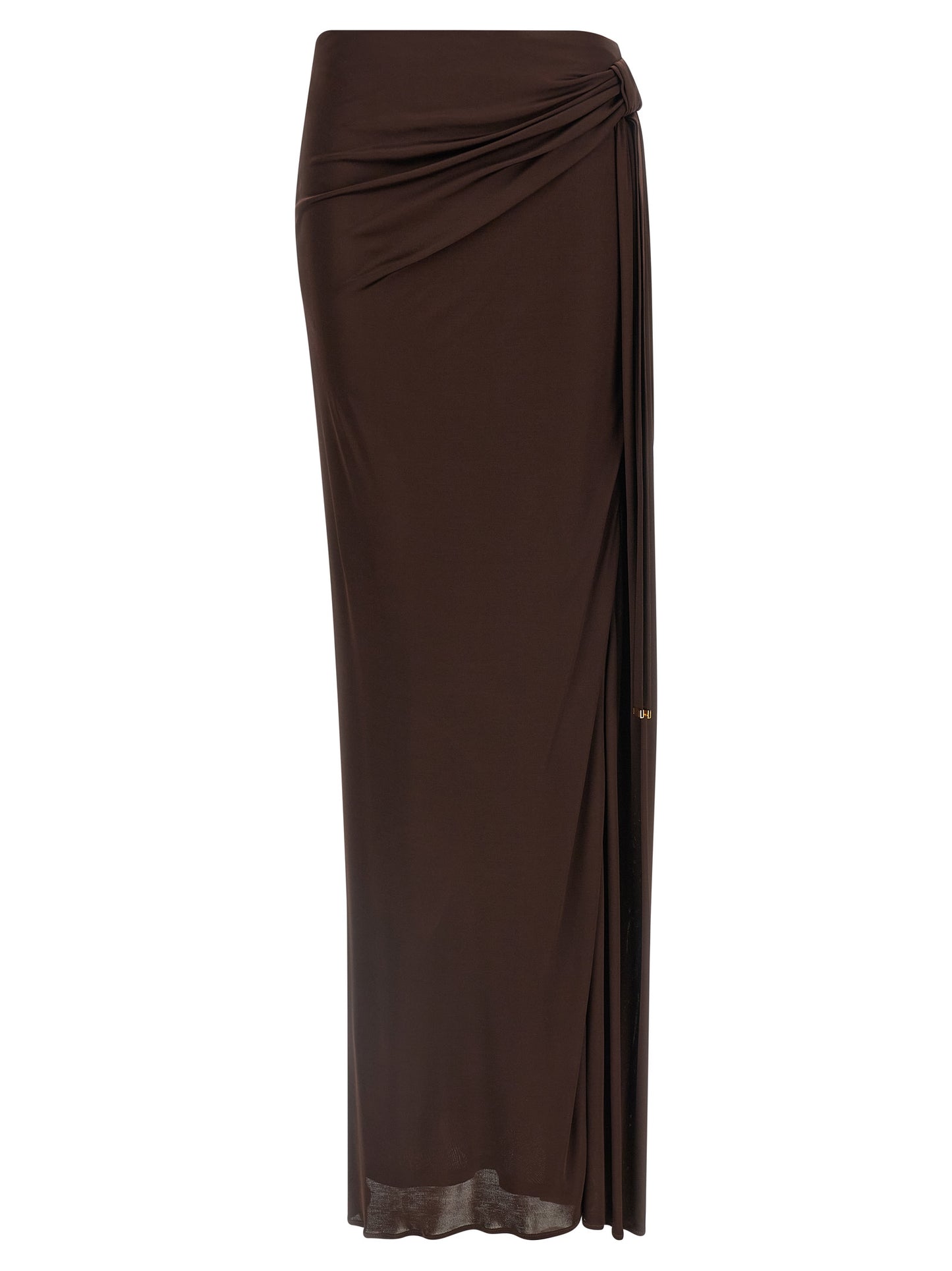 Skirt by Elisabetta Franchi for women in viscose brown features a sublime silhouette, showcasing the sublime design of the Women's Tailored Viscose Mini Skirt in a sophisticated mini.