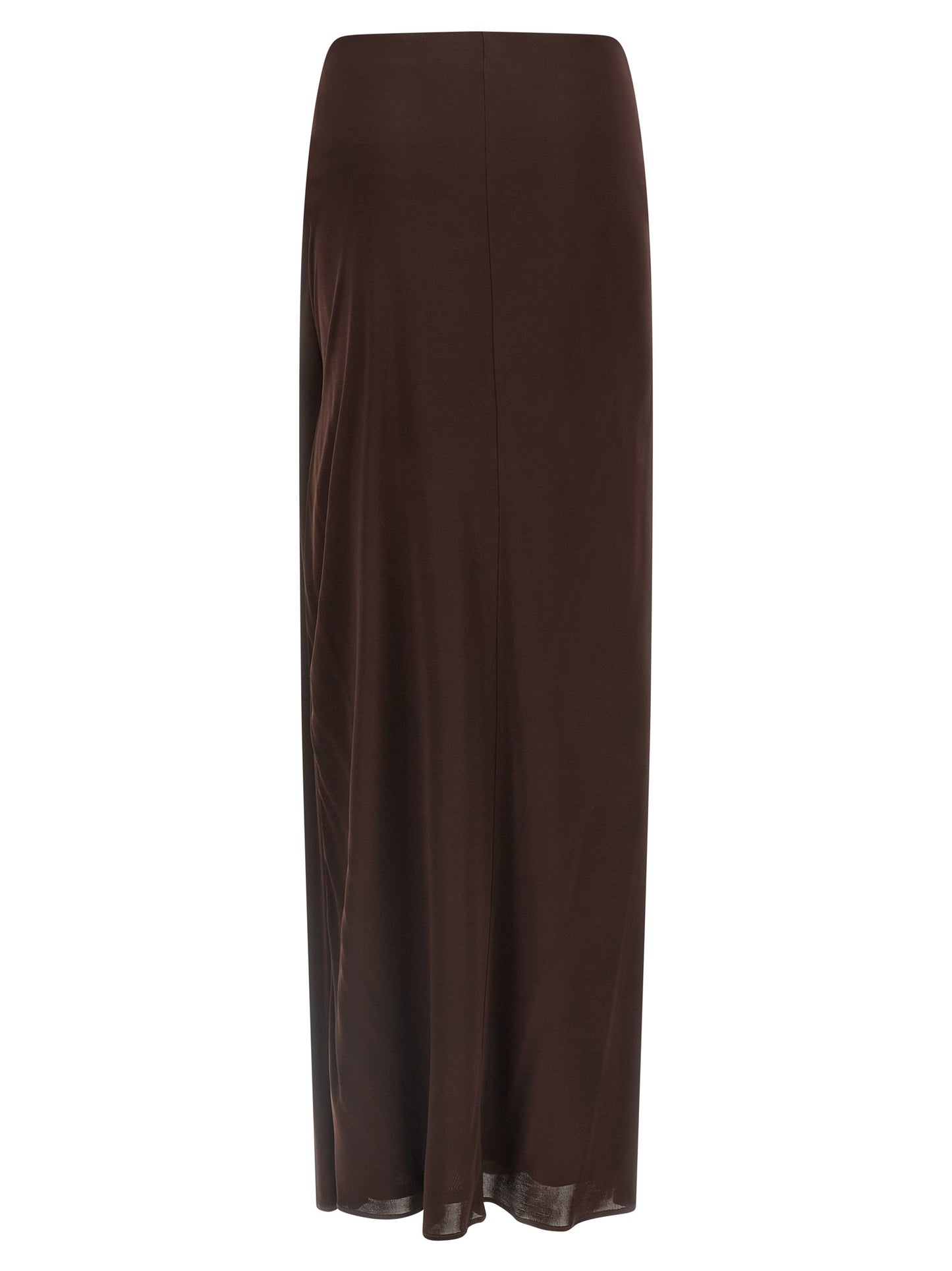 Skirt by Elisabetta Franchi for women in viscose brown features a contoured silhouette from the Women's Tailored Viscose Mini Skirt collection, characterized by its contoured mini for a contoured finish.