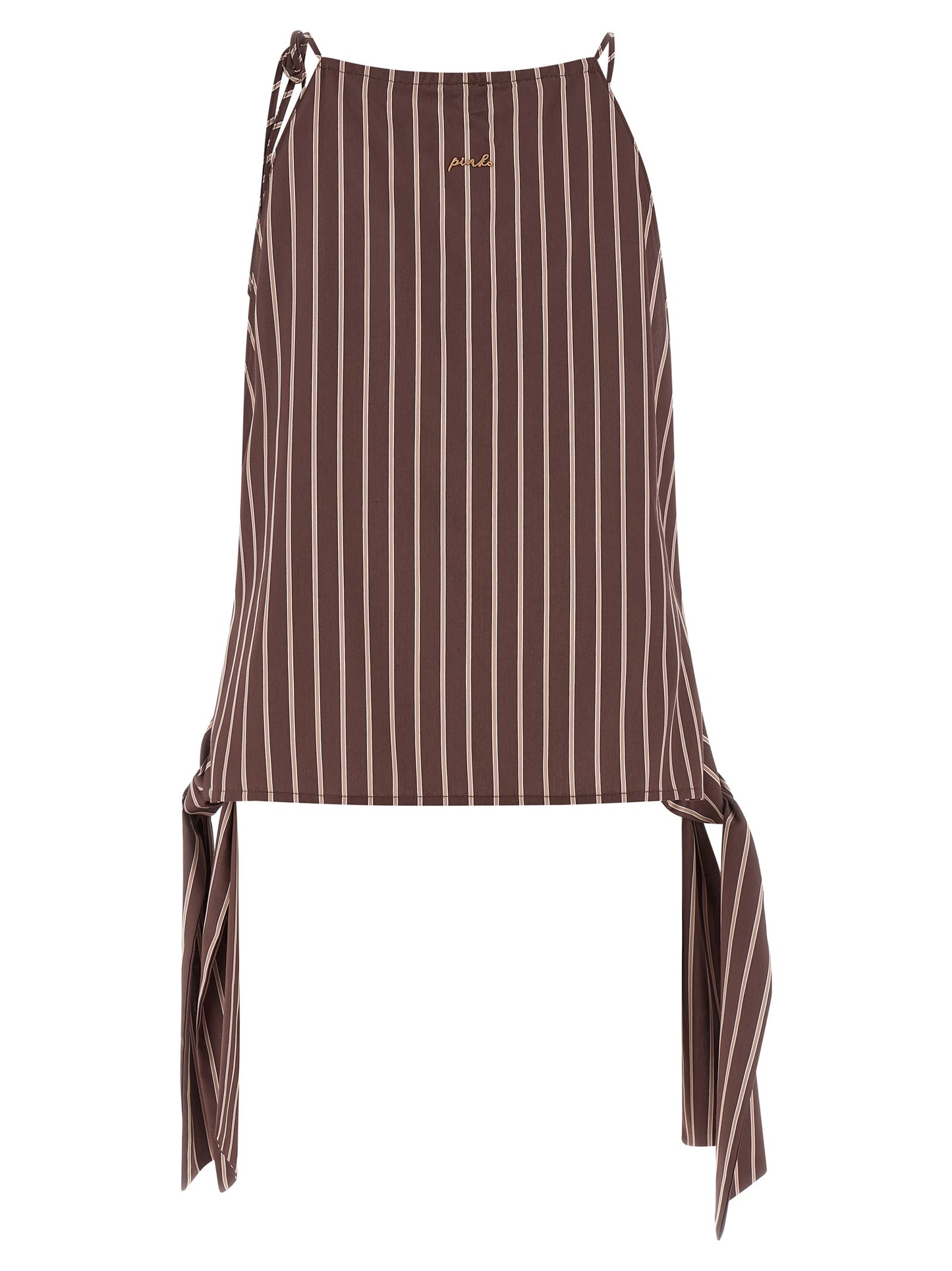 T-Shirt by PINKO for women in polyamide viscose brown & striped showcases a dramatic silhouette, elegantly detailed with a dramatic and for a truly dramatic finish.