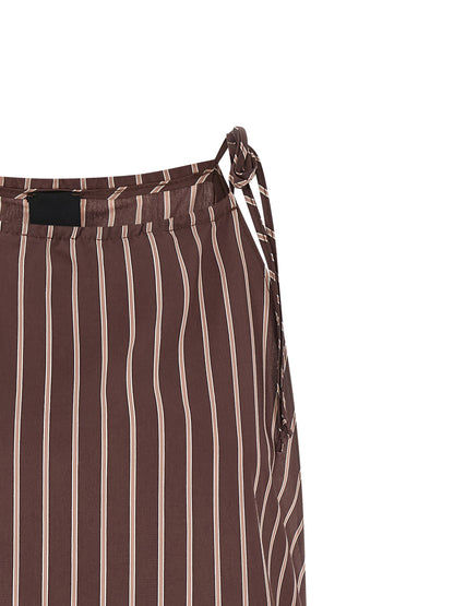 T-Shirt by PINKO for women in polyamide viscose brown & striped showcases a fashionable silhouette, elegantly detailed with a fashionable and for a sophisticated, high-fashion look.