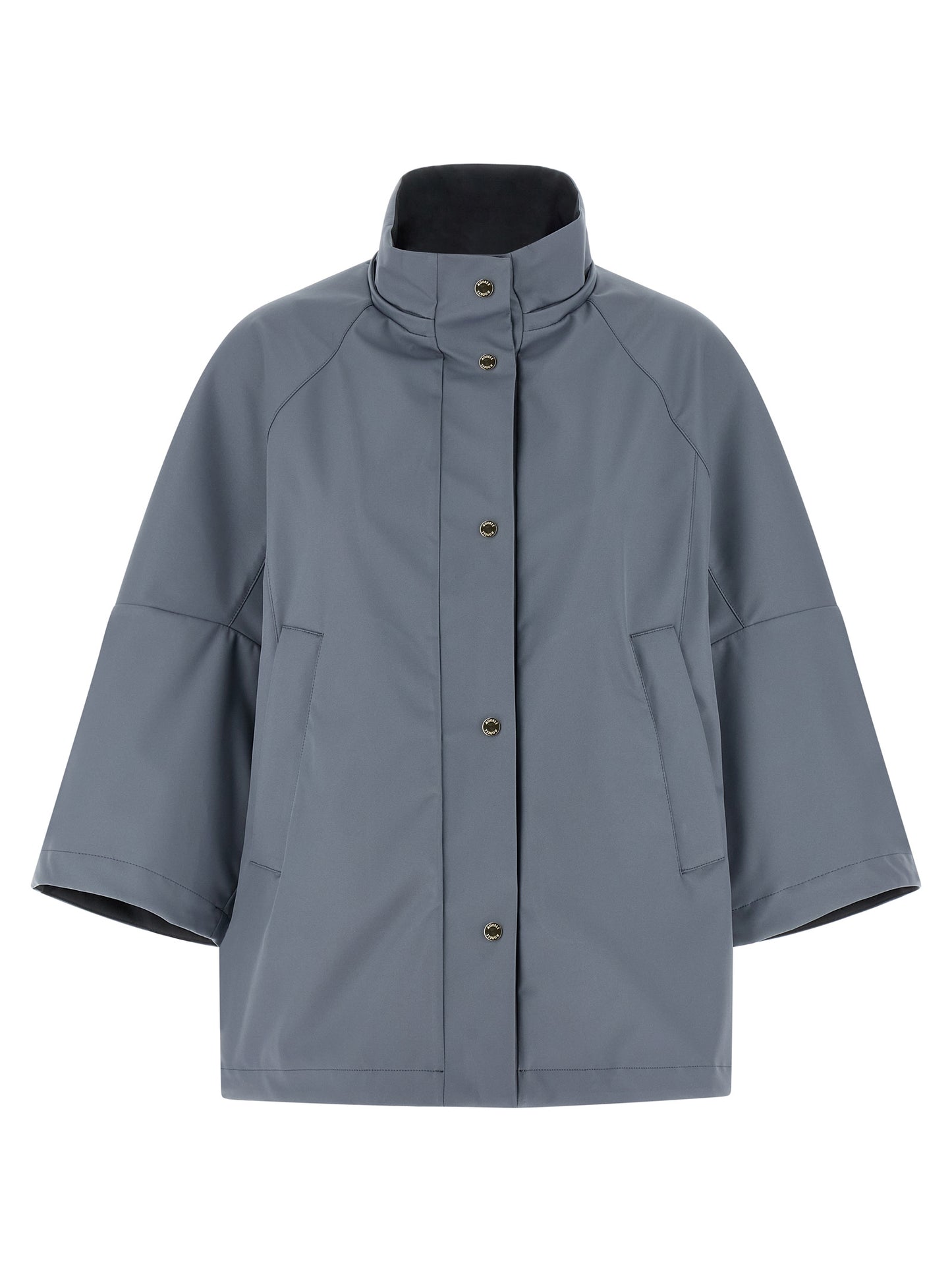 Hooded Windbreaker Jacket by MooRER for women in polyester & polyurethane blue features an stylish silhouette, showcasing a sophisticated hooded shirt-collar neckline and performance-driven pockets, hooded & windproof for a premium, stylish look.