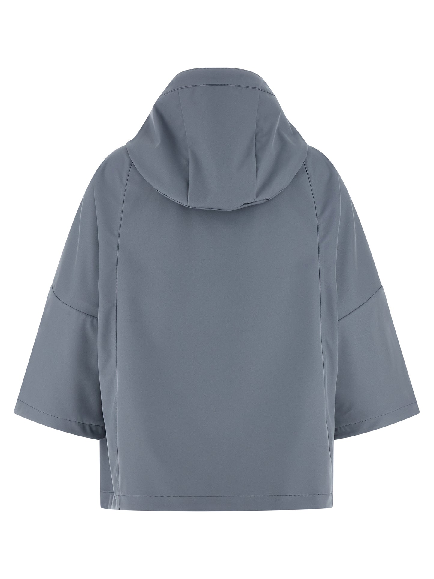 Hooded Windbreaker Jacket by MooRER for women in polyester & polyurethane blue showcases a modern silhouette, integrating pockets, hooded & windproof and a modern hooded shirt-collar neckline for a sophisticated finish.