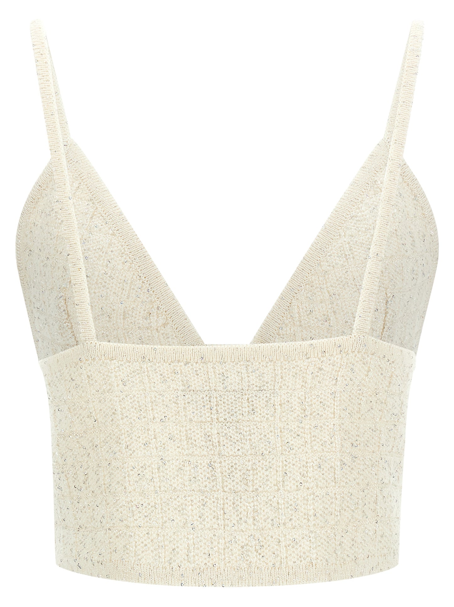 Tank Top by Alessandra Rich for women in polyester merino wool & sequins white & patterned showcases a perennial silhouette, artfully detailed with a design and a perennial .