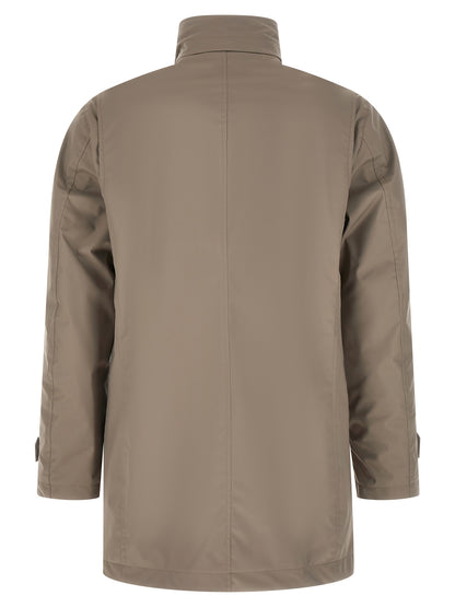 Hooded Windbreaker Jacket by MooRER for men in polyester & polyurethane gray showcases a modern silhouette, integrating hooded & windproof and a modern hooded neckline for a sophisticated finish.