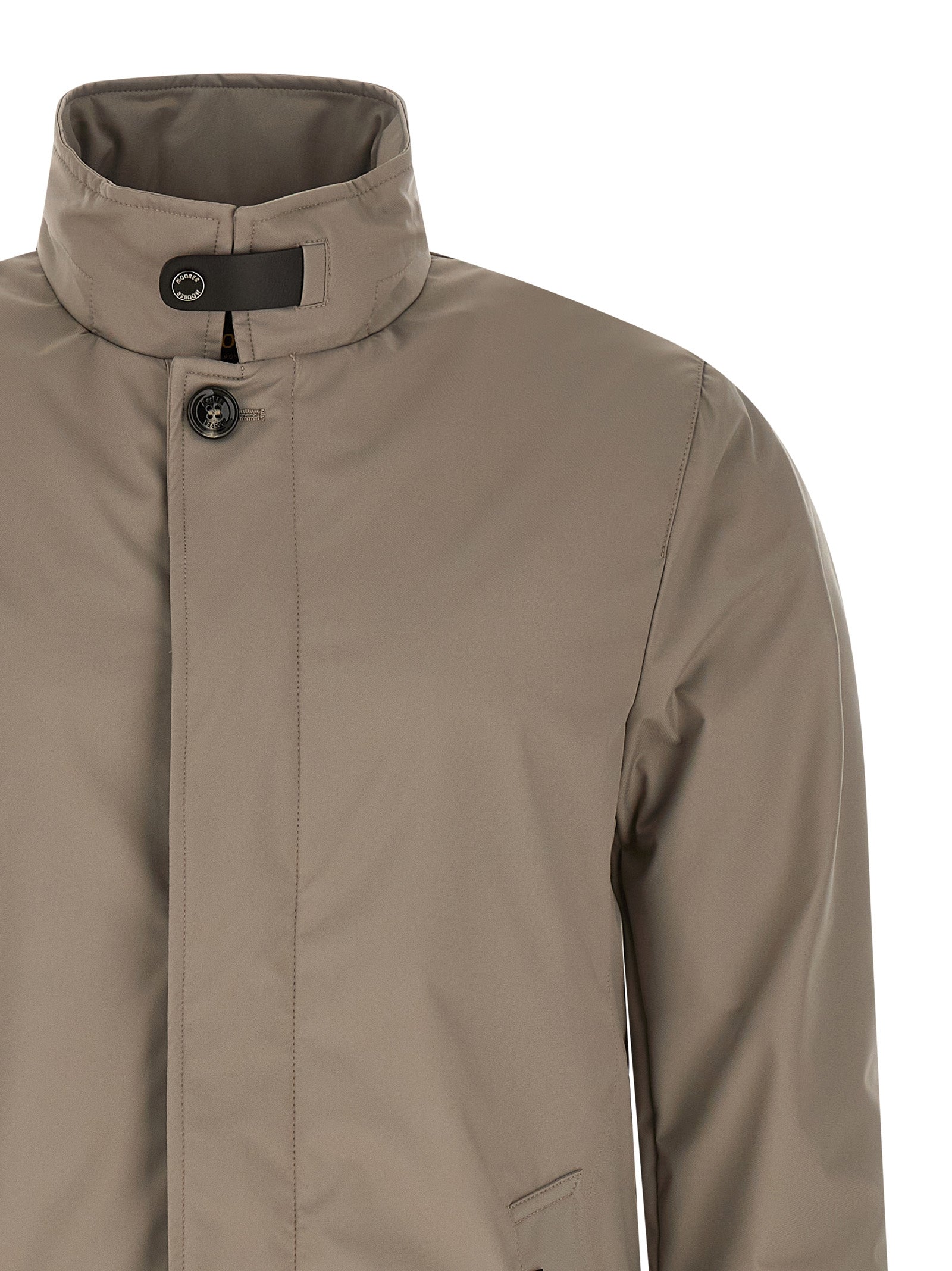 Hooded Windbreaker Jacket by MooRER for men in polyester & polyurethane gray features an enduring silhouette, showcasing technical hooded & windproof and a sophisticated hooded neckline for a truly enduring aesthetic.