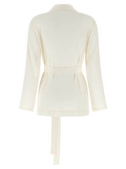 Blazer by P.A.R.O.S.H. for women in polyester white showcases a polished silhouette, highlighted by a refined and polished for a sophisticated finish.