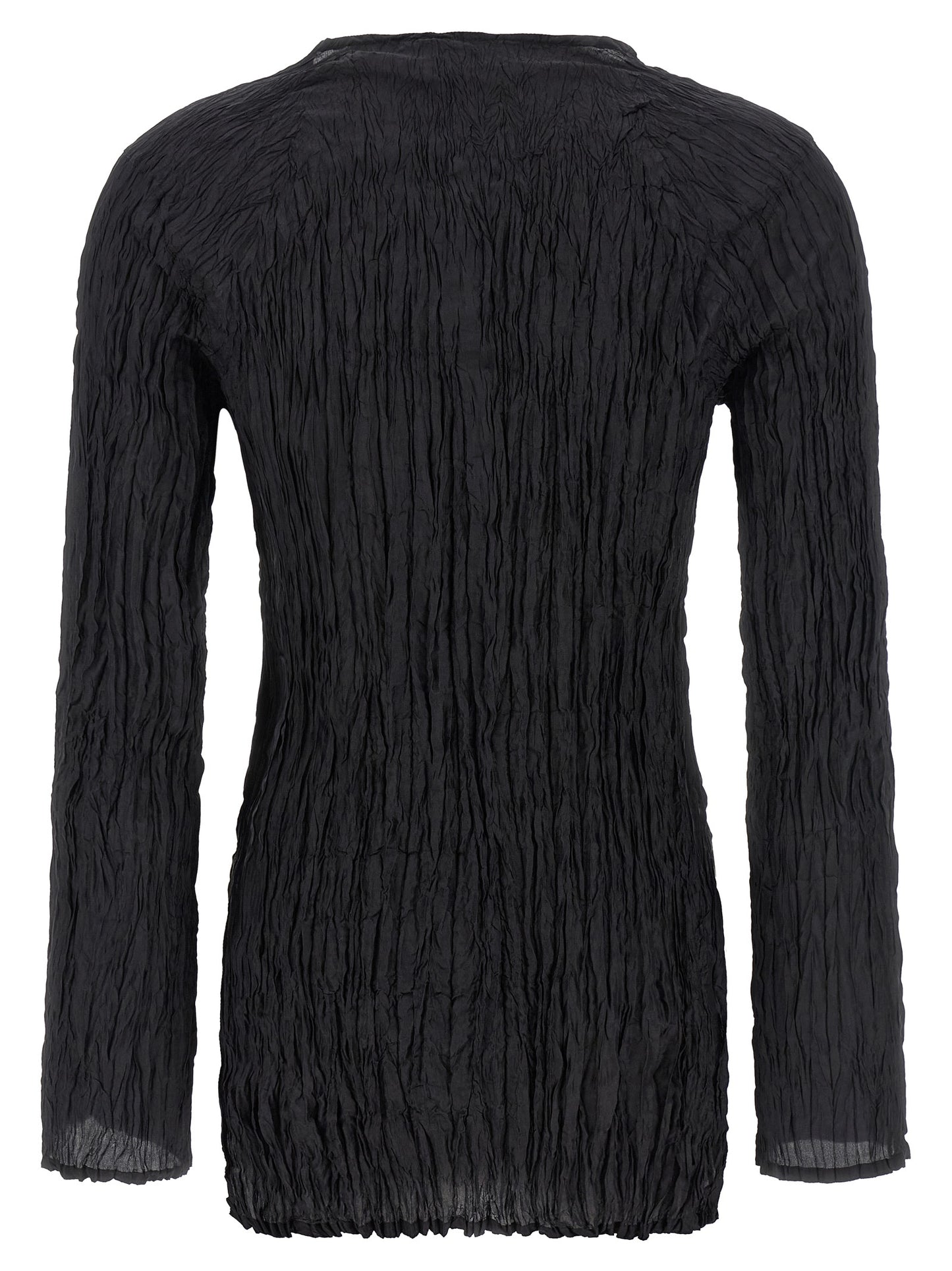 P.A.R.O.S.H. Women's Long-Sleeve Round Neck Silk Blouse - Black