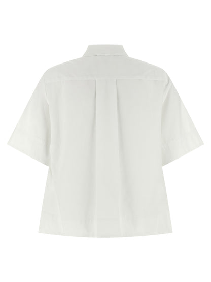 Blouse by P.A.R.O.S.H. for women in cotton white showcases a sleek silhouette, elegantly detailed with a sleek and for a sleek finish.