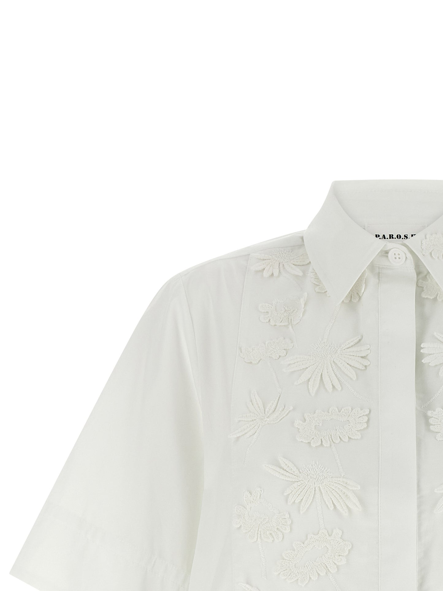 Blouse by P.A.R.O.S.H. for women in cotton white showcases a sublime silhouette, artfully detailed with a sublime and for a sophisticated, sublime finish.