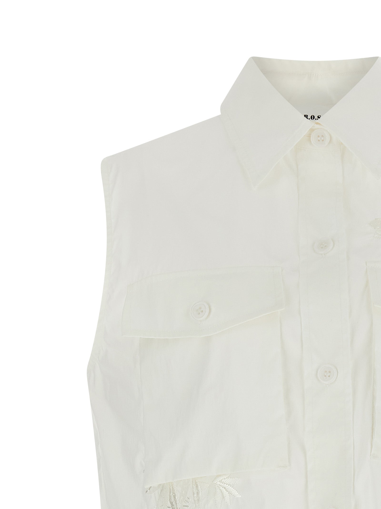 Blouse by P.A.R.O.S.H. for women in polyamide & cotton white showcases a sharp silhouette, elegantly detailed with a sharp and sharp .