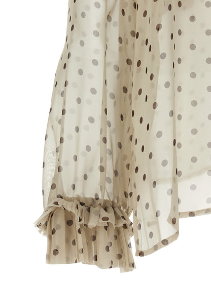 Blouse by P.A.R.O.S.H. for women in polyester beige & transparent, featuring a nuanced and nuanced for a sophisticated finish.