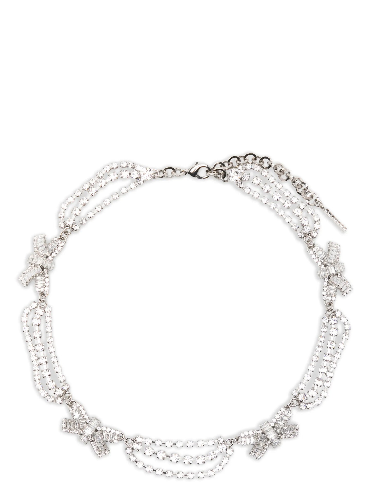 Necklace by Alessandra Rich for women in denim cotton silver showcases a dynamic silhouette, artfully highlighting the from the Women's Silver Brass & Glass Necklace collection for a dynamic aesthetic.