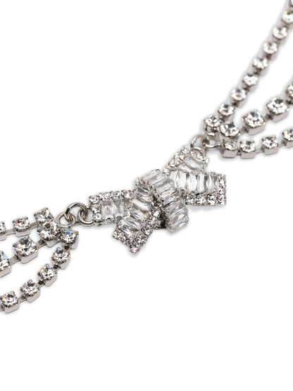 Necklace by Alessandra Rich for women in denim cotton silver showcases a luminous that defines the elegant Women's Silver Brass & Glass Necklace.