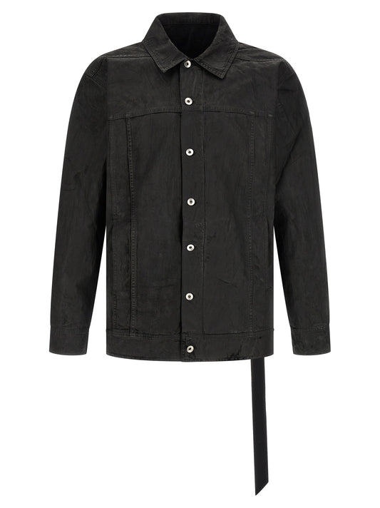Trucker Jacket by DRKSHDW for men in denim cotton black features an contemporary silhouette, showcasing a sophisticated shirt-collar neckline and contemporary pockets for a truly refined look.