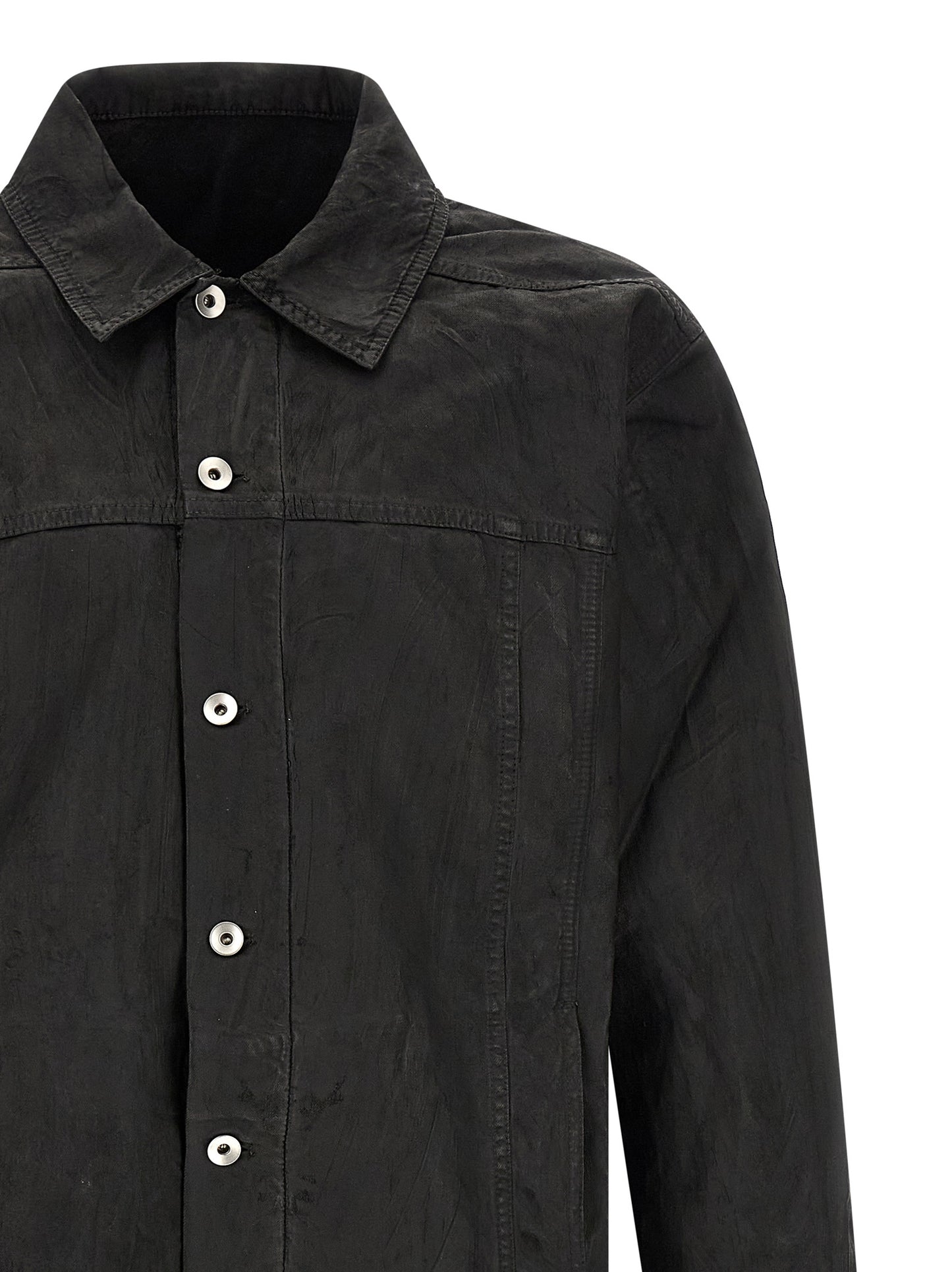 Trucker Jacket by DRKSHDW for men in denim cotton black features a city-ready silhouette, detailed with pockets and a city-ready shirt-collar neckline.