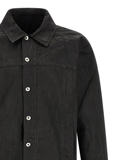 Trucker Jacket by DRKSHDW for men in denim cotton black features a city-ready silhouette, detailed with pockets and a city-ready shirt-collar neckline.