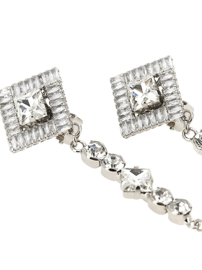 Earrings by Alessandra Rich for women in denim cotton silver presents a exquisite silhouette, showcasing a exquisite from the Women's Silver Plastic & Pearls Earrings collection for a truly exquisite finish.