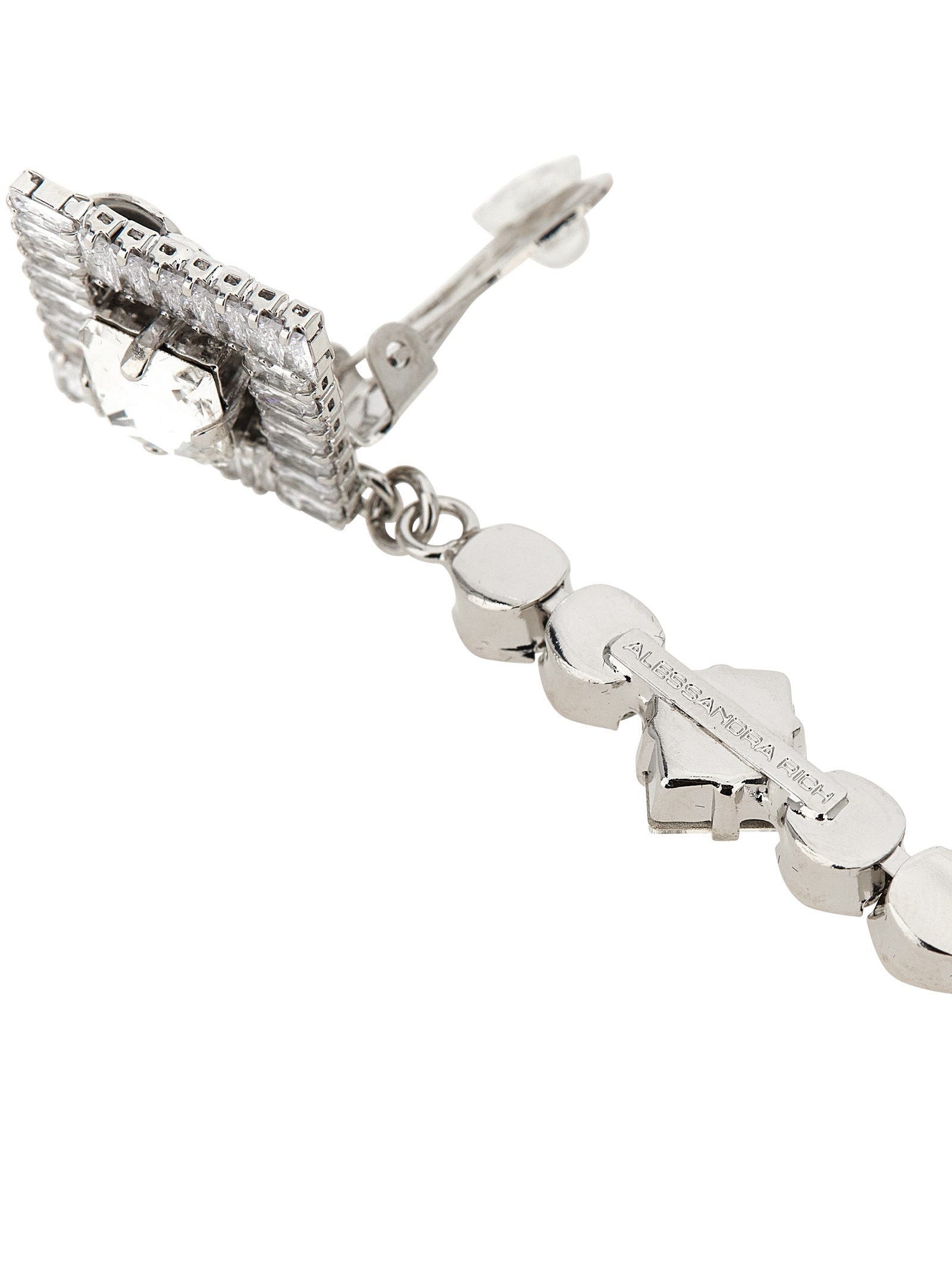 Earrings by Alessandra Rich for women in denim cotton silver showcases a artisanal silhouette, artfully capturing the essence of Women's Silver Plastic & Pearls Earrings with its exquisite .