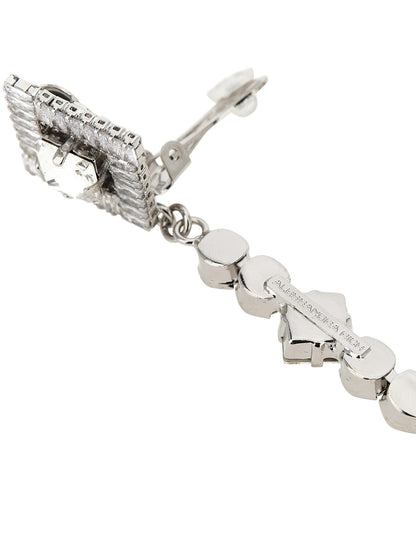 Earrings by Alessandra Rich for women in denim cotton silver showcases a artisanal silhouette, artfully capturing the essence of Women's Silver Plastic & Pearls Earrings with its exquisite .